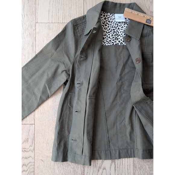 Rafaella Olive Green Safari Jacket Women's M Animal Print‎ Lining Layering - Picture 6 of 6